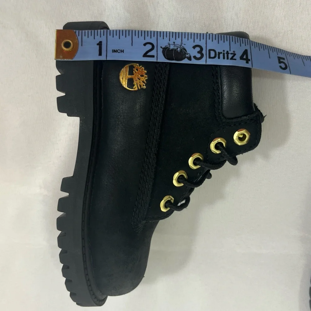 Timberland Toddler Boots Lace Up Black Leather Size 6/22.5 200 Gram Waterproof